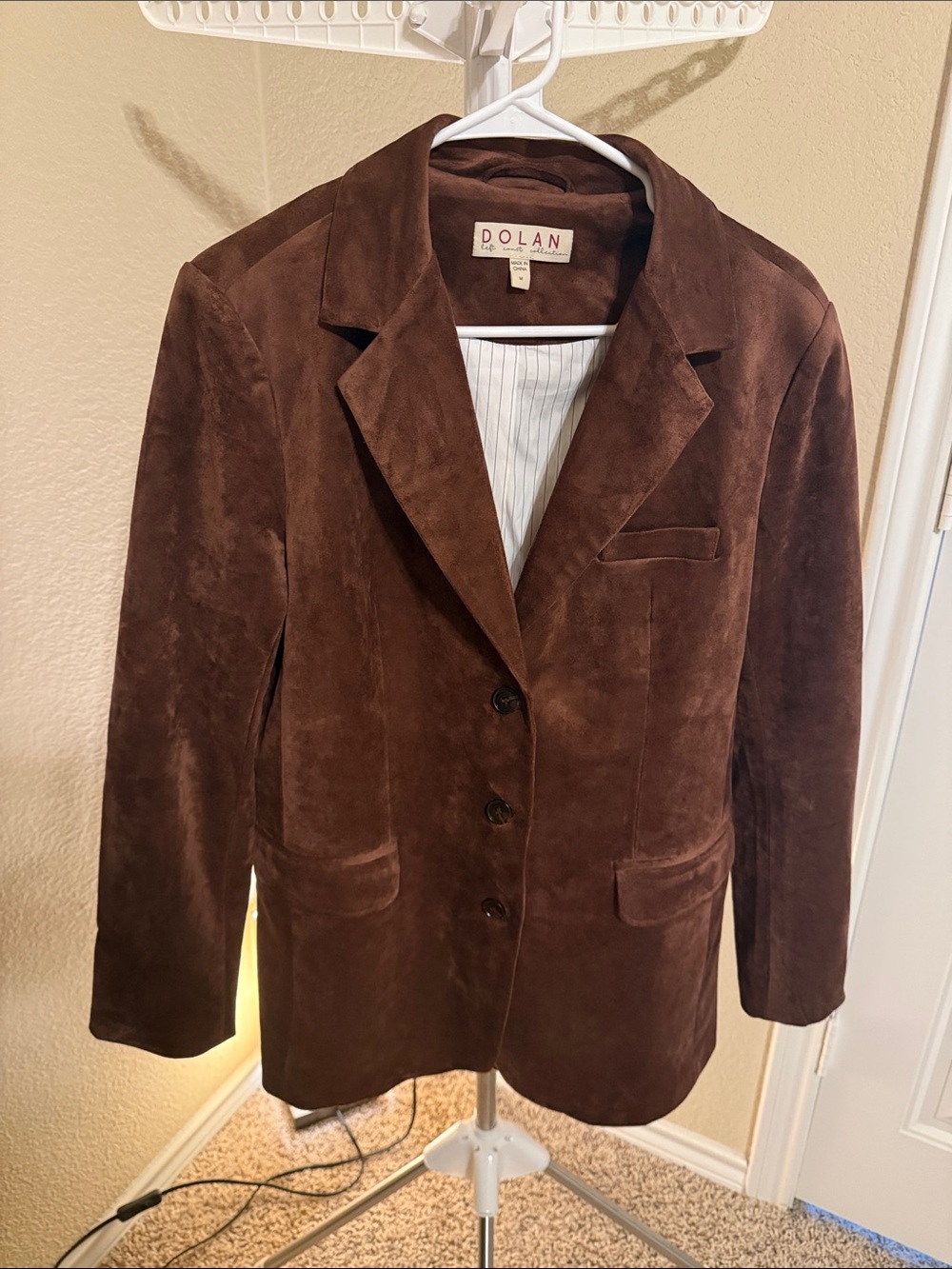 dolan Chocolate Brown Faux Suede Blazer Jacket